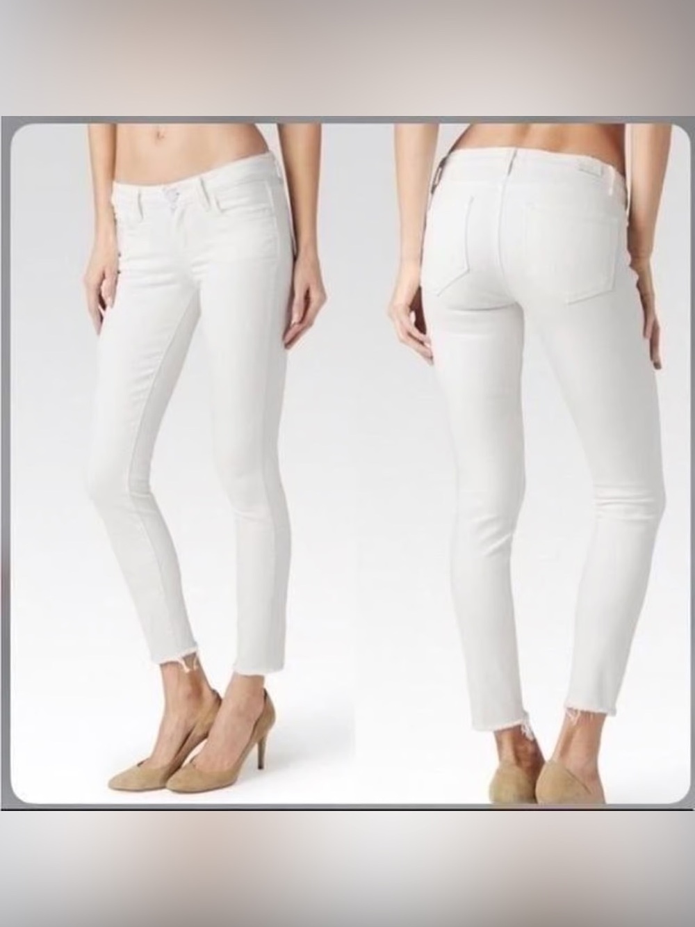 Paige Dice White Women's Skinny Jeans - Verdugo Crop Classic Stretch Denim Sz 25